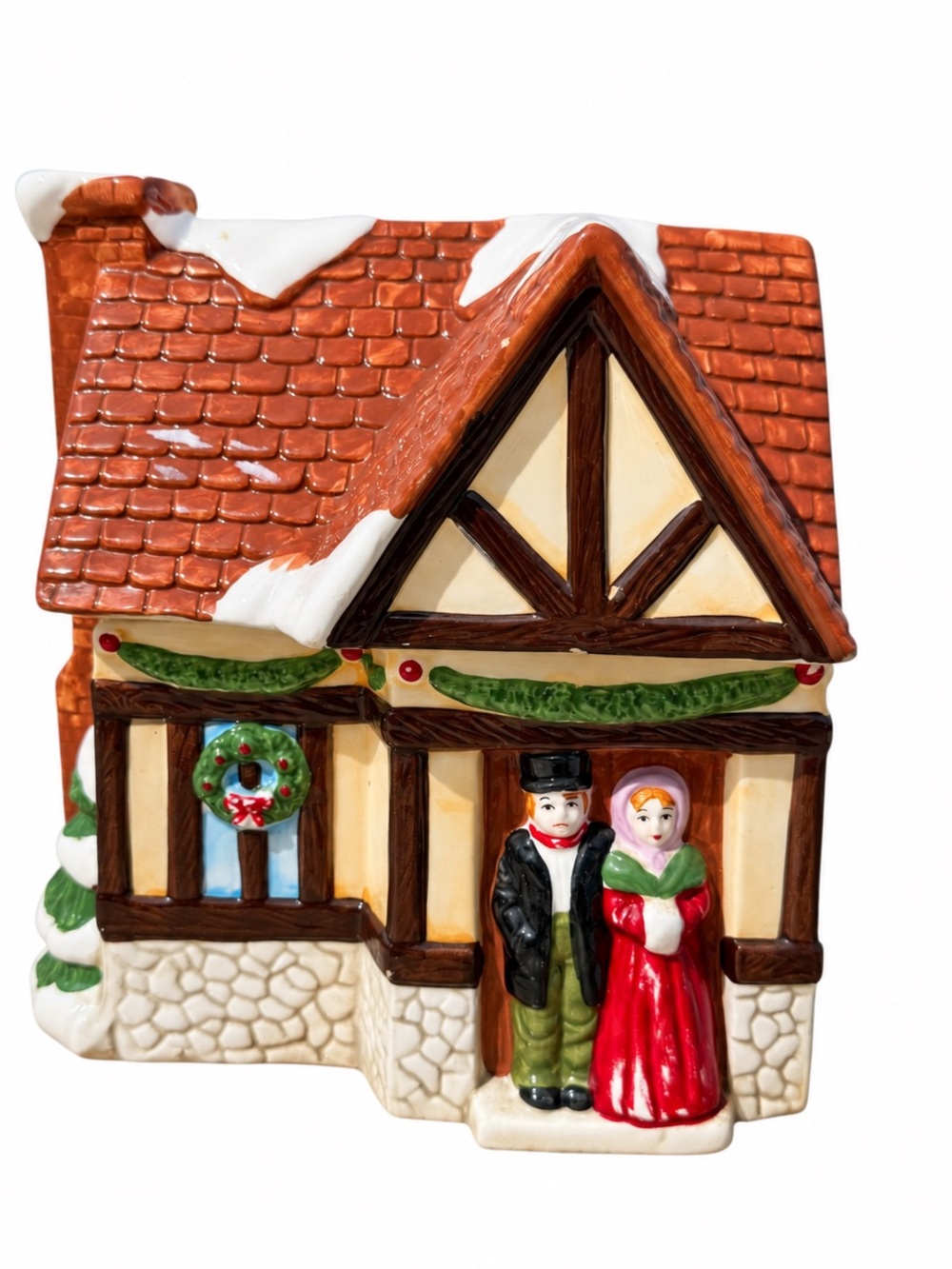 Vintage 1989 Applause Dickens Village Christmas Cottage Ceramic Cookie Jar HTF